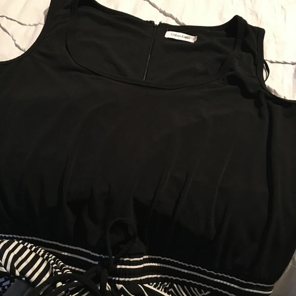 Calvin Klein PLUS 14 black and white JUMPSUIT tank top flowing bottom - Picture 12 of 14